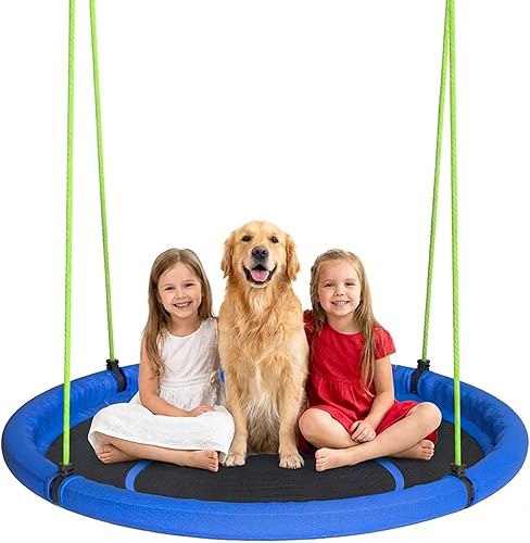 Miniatura 8 de Columpio de árbol de platillo de 48 pulgadas para niños y adultos, columpio volador más grande para toda la familia, capacidad de peso de 317 kg,