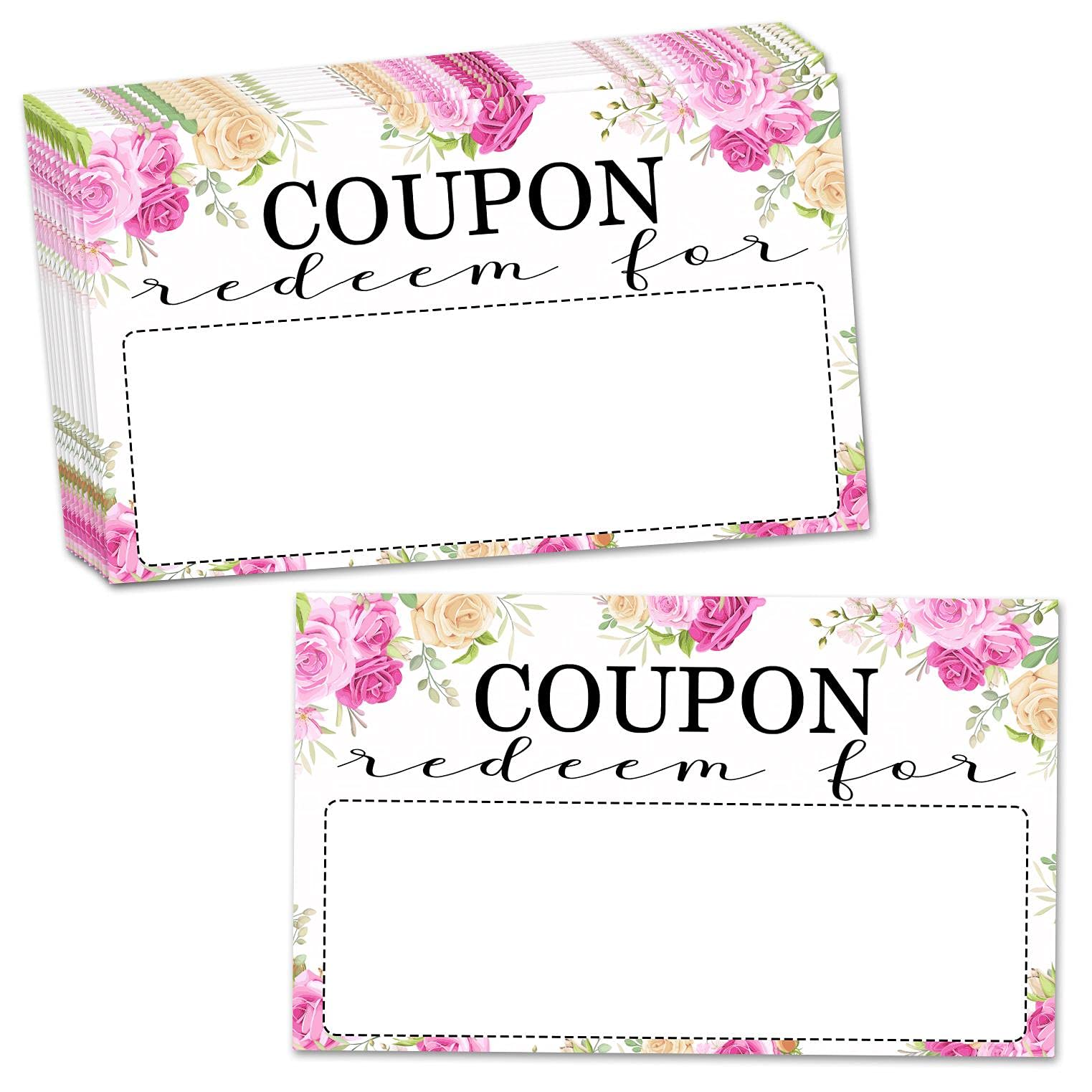 Coupon Cards - Blank Coupons, Coupon Book for Kids, Vouchers- Pack of 50（cpon02）
