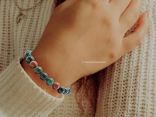 Miniatura 4 de Bloodstone Bracelet for Women Men's Gifts - Protection Healing Crystal Bracelet - 8mm Gemstone Beaded Adjustable Bracelet Pulseras Para Hombres