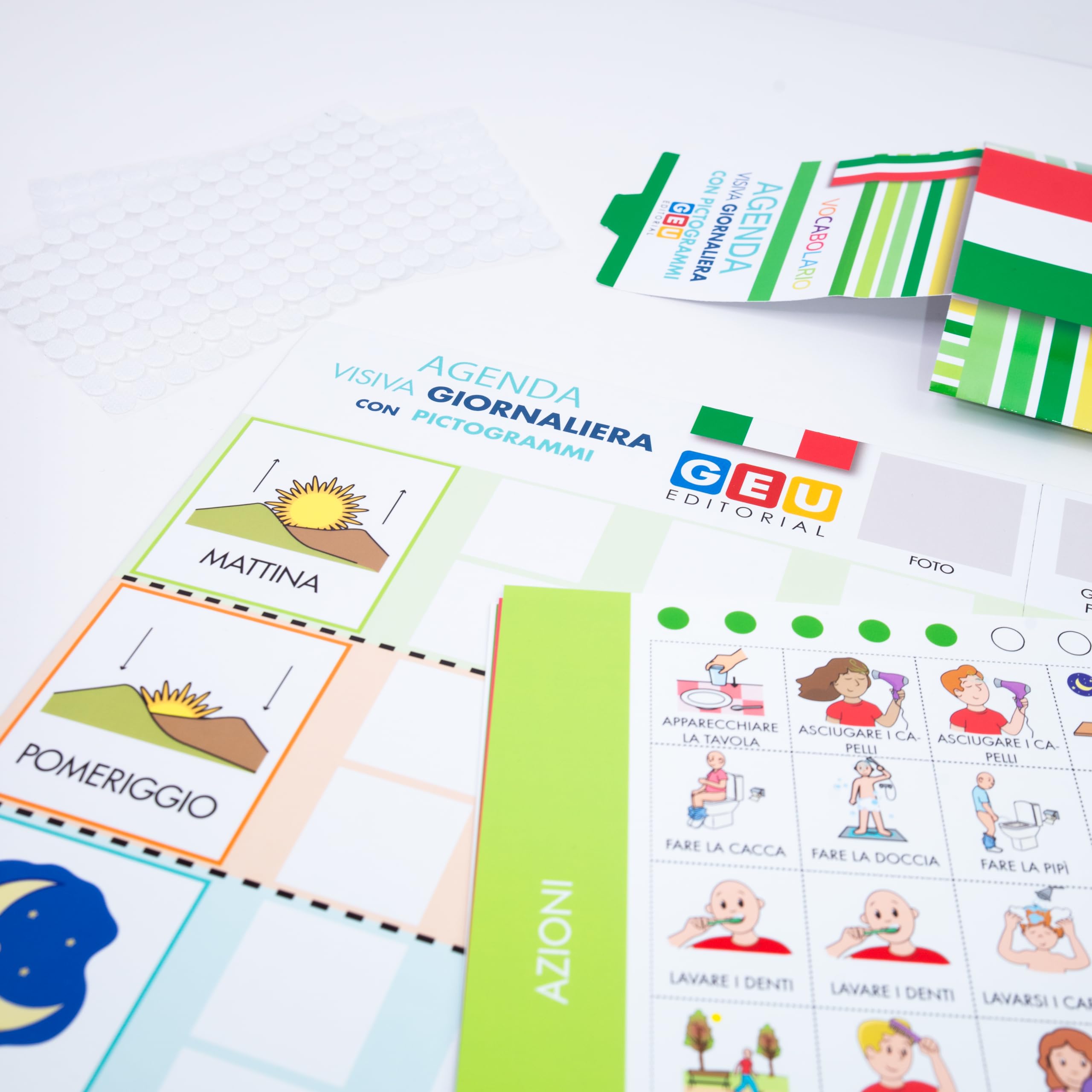 Organizer per bambini: agenda giornaliera strutturata con 140 carte vocabolario e pittogrammi per autismo/ADHD - routine giornaliere efficaci con aiuti visivi per bambini con ASD (italiano)