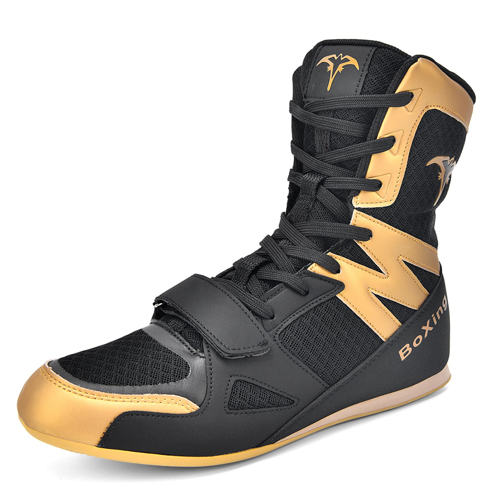 Zapatillas Boxeo Hombre Zapatillas Lucha Libre Profesional Caña Alta | Malla transpirable Correa en el tobillo Suelas antideslizantes Ligero Artes marciales Combate Entrenamiento físico