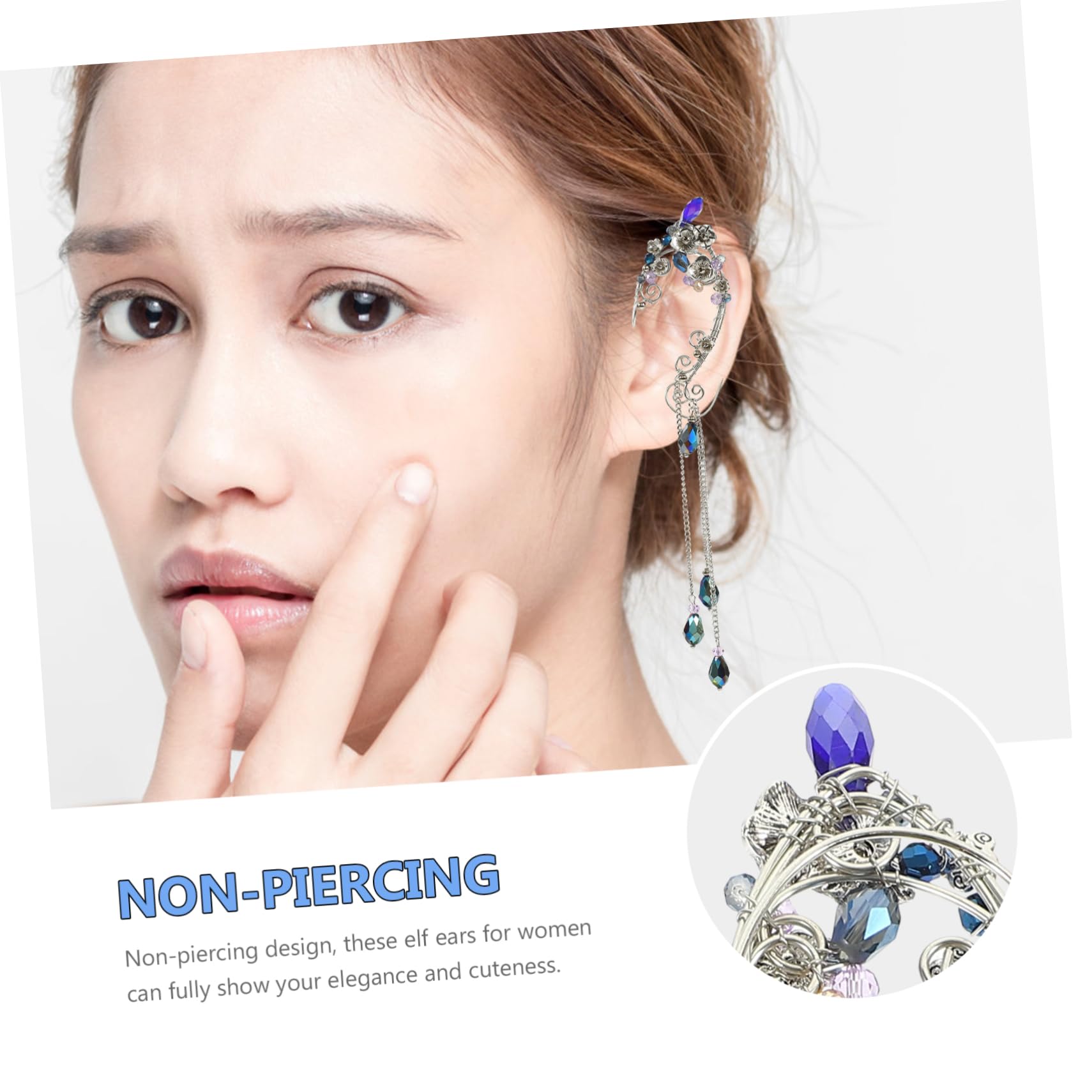 Clip per orecchie da elfo graziosi orecchini per le donne polsino con ala di perle earrings for women bow earrings polsino dell'orecchio per le donne orecchio da elfo lega