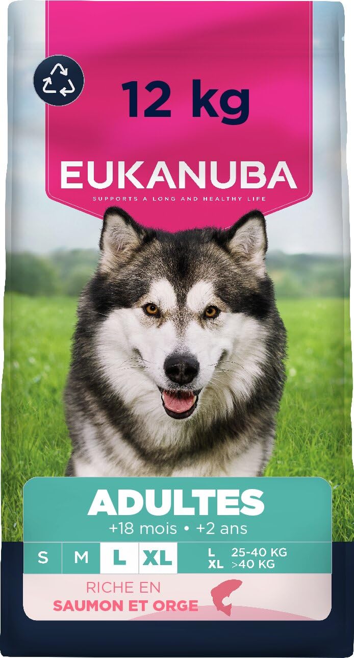 EUKANUBA Life Care Chien Grande Race Saumon Orge 12 kg | Nourriture sèche de qualité supérieure pour chiens adultes