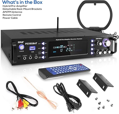 Miniatura 4 de Pyle Amplificador estéreo Bluetooth para el hogar, amplificador híbrido multicanal de 3000 W, sistema receptor de audio para el hogar con radio