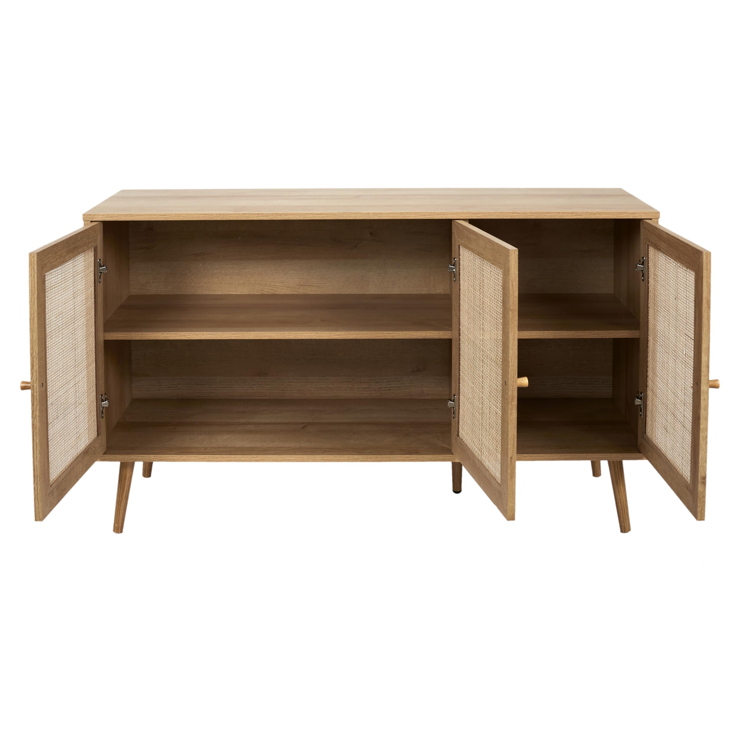 HOME DECO FACTORY - HD7454 Aparador 3 Puertas de Madera - Estilo Bali - Almacenamiento Elegante para Salón o Comedor - para tu Hogar - Acabado Beige Oro Crema | Aparador de madera de 3 puertas estilo Bali - Mueble de almacenamiento resistente para sala de