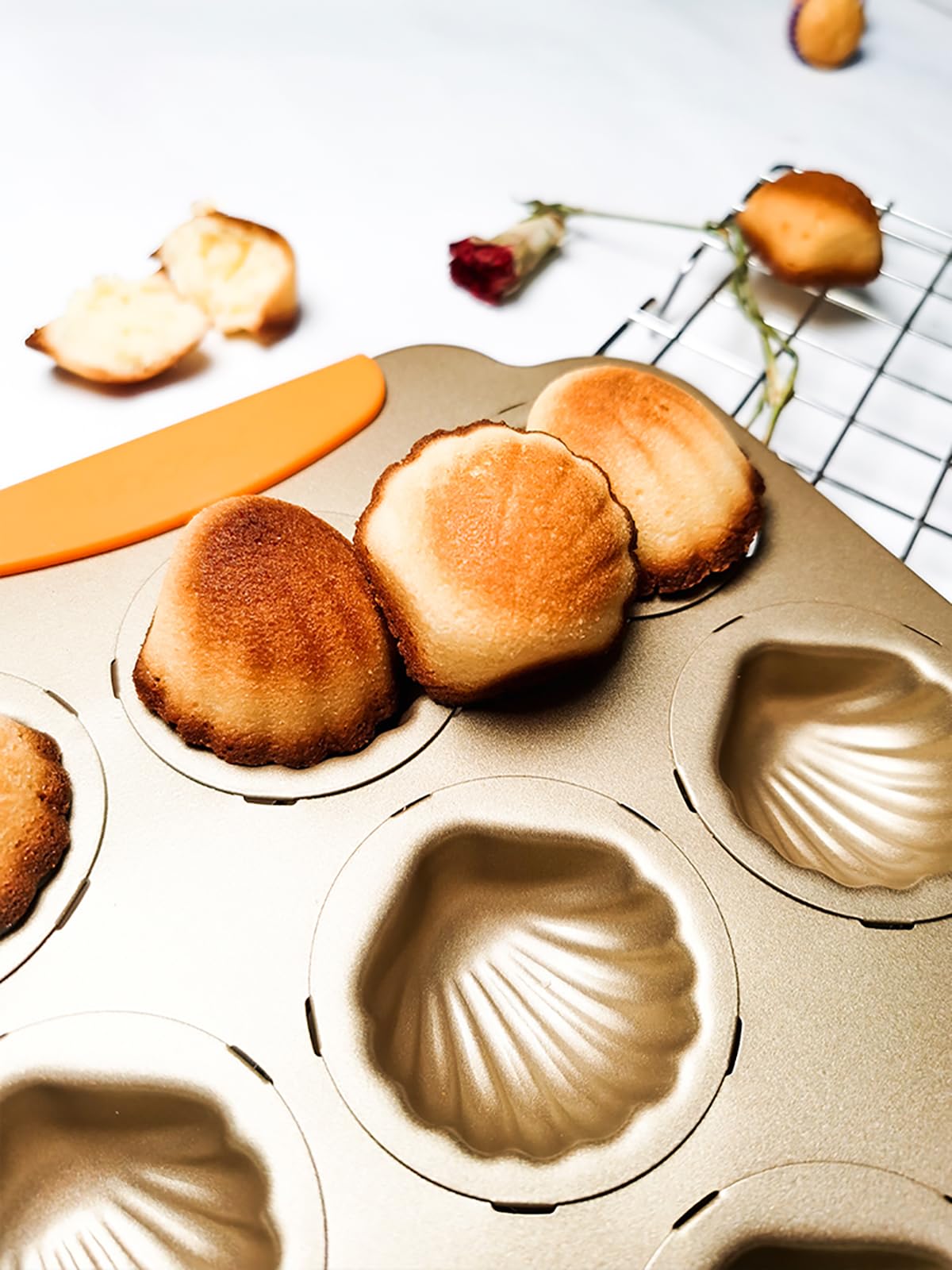Mini-Muffinblech für 6 Cupcakes, antihaftbeschichtet, Jakobsmuschelform, Aluminiumlegierung, Backform für Mince Pies, Cupcakes