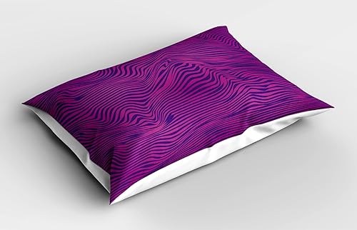 Miniatura 12 de Ambesonne Synthwave - Funda de almohada, diseño bicolor abstracto retro inspirado en los años 80, diseño de rayas onduladas, funda de almohada