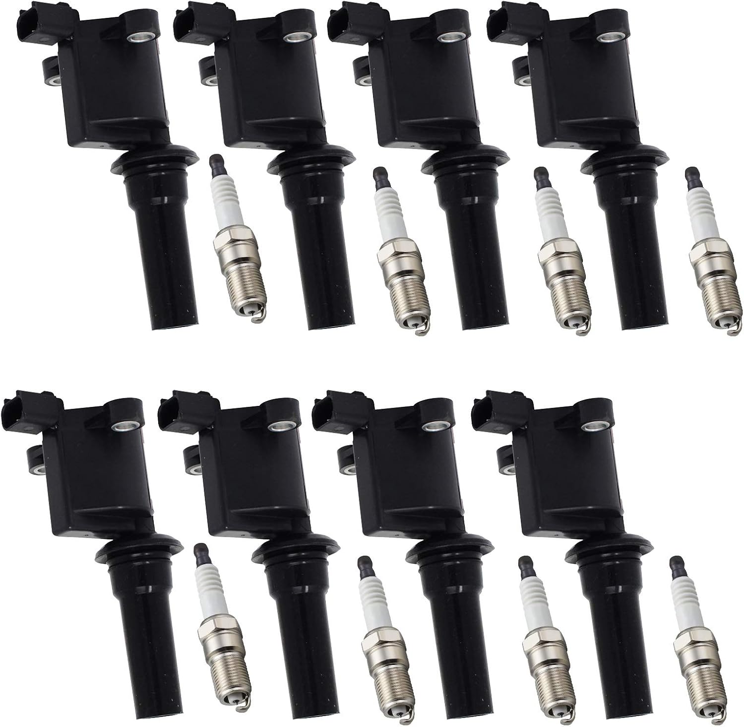 ENA Set of 8 Platinum Spark Plug and 8 Ignition Coil Pack Compatible with Ford 1996 1997 1998 1999 Taurus Sho Sedan 4-Door 3.4L V8 Replacement for UF162 SP432