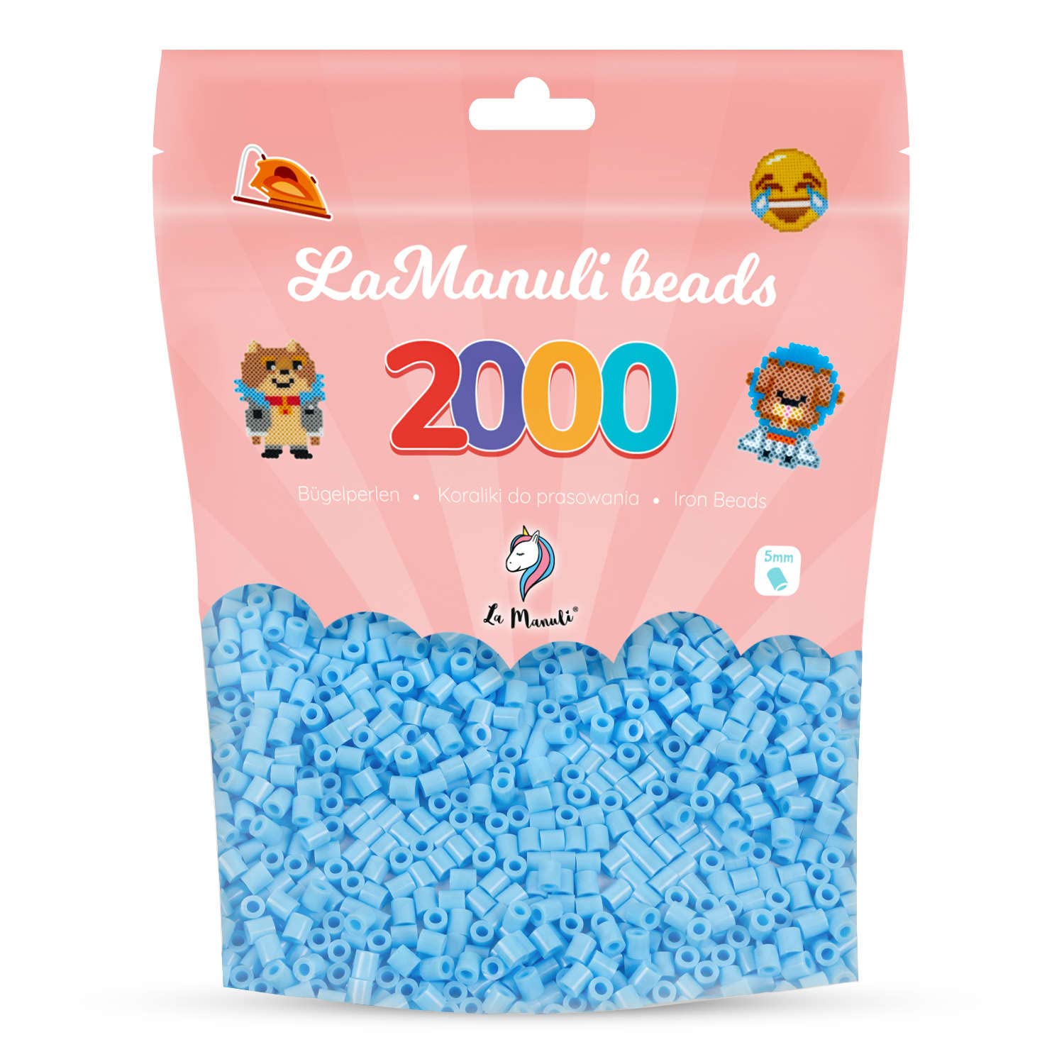 La Manuli Fuse Beads, Approx. 2000 Pieces Midi (5mm) Ironing Beads in a Resealable Bag