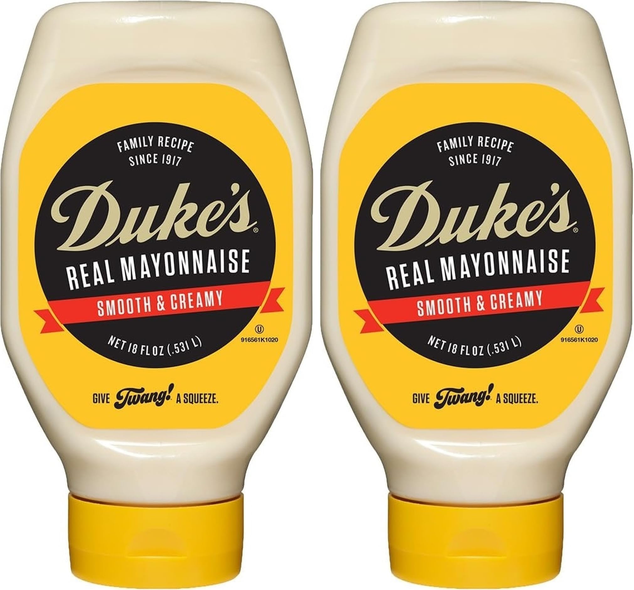 Duke’s Real Mayonnaise Squeeze Bottle - Original Smooth & Creamy Taste, 18 Ounce (Pack of 2)