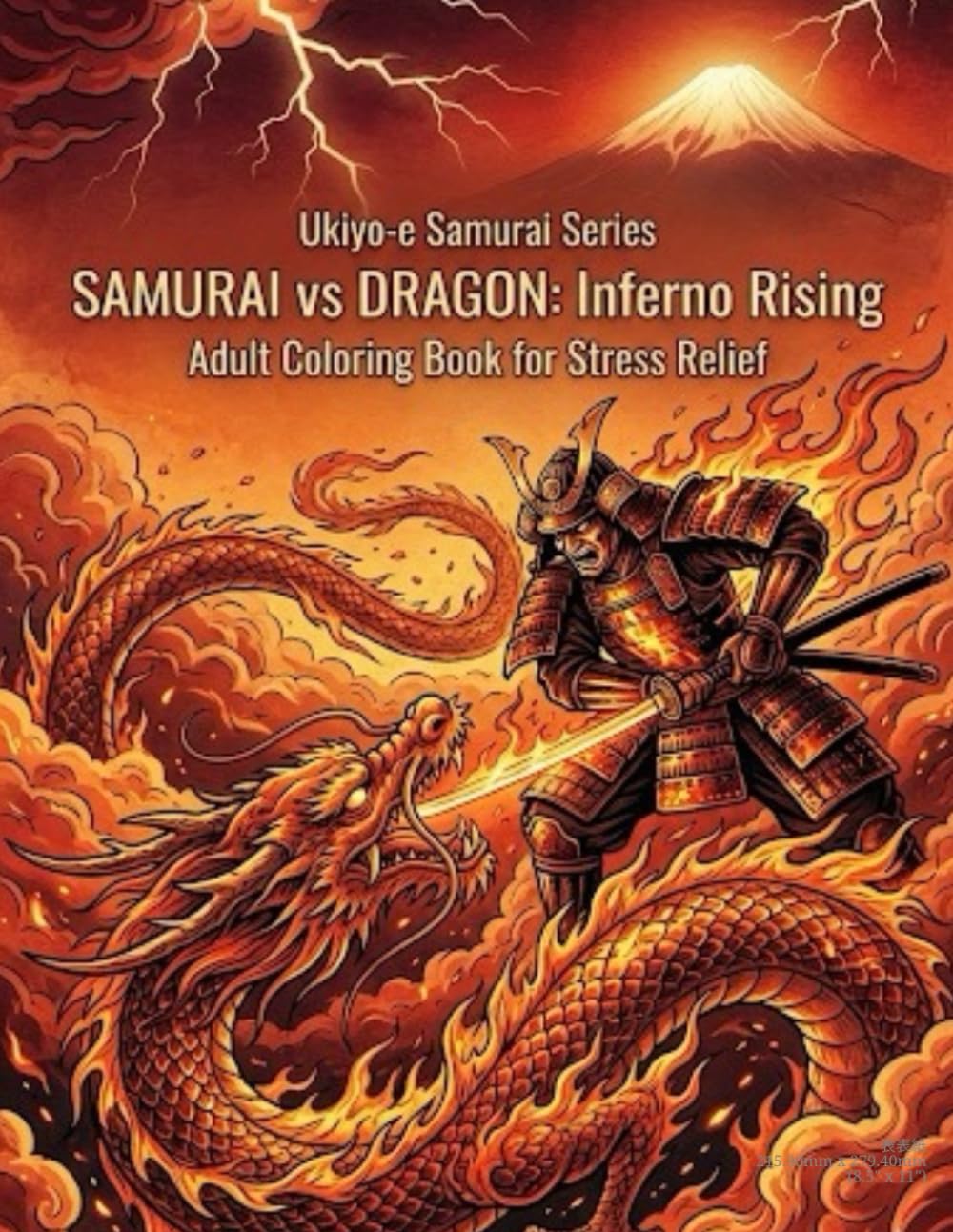 Ukiyo-e Samurai Series SAMURAI vs DRAGON: Inferno Rising Adult Coloring Book for Stress Reliefか: Japanese Art / Woodblock Print / Stress Relief / Mindfulness / Samurai doragon