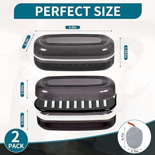 Miniatura 5 de Estuche de viaje para champú, compatible con la barra de champú Kitsch, elegante caja de jabón de gran tamaño con una capa de drenaje integrada.