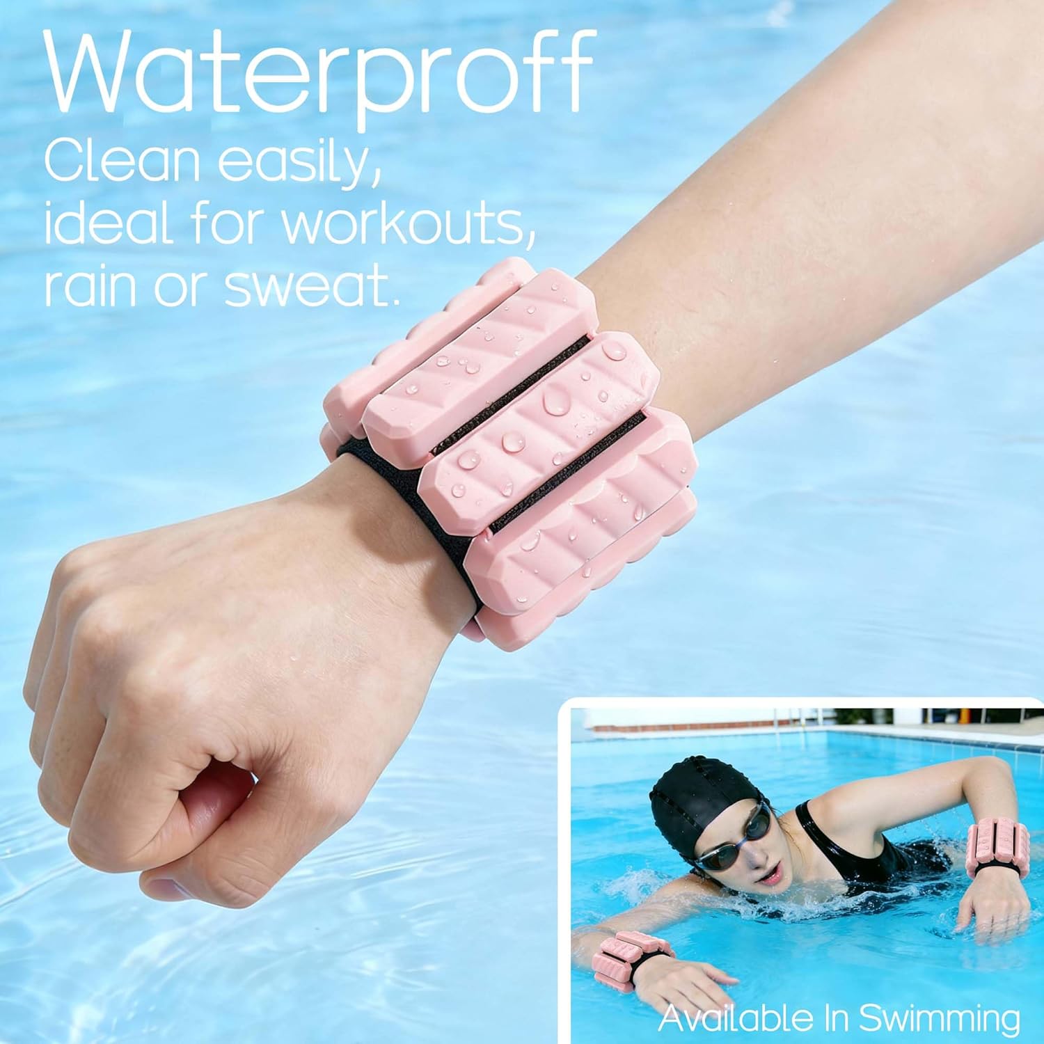 Adjustable Ankle & Wrist Weights for Women & Men, Adjustable 2-LB(1LB Each), Wearable Arm Leg Silicone Weights for Pilates, Barre, Dance, Yoga, Gym & Walking (Pink)