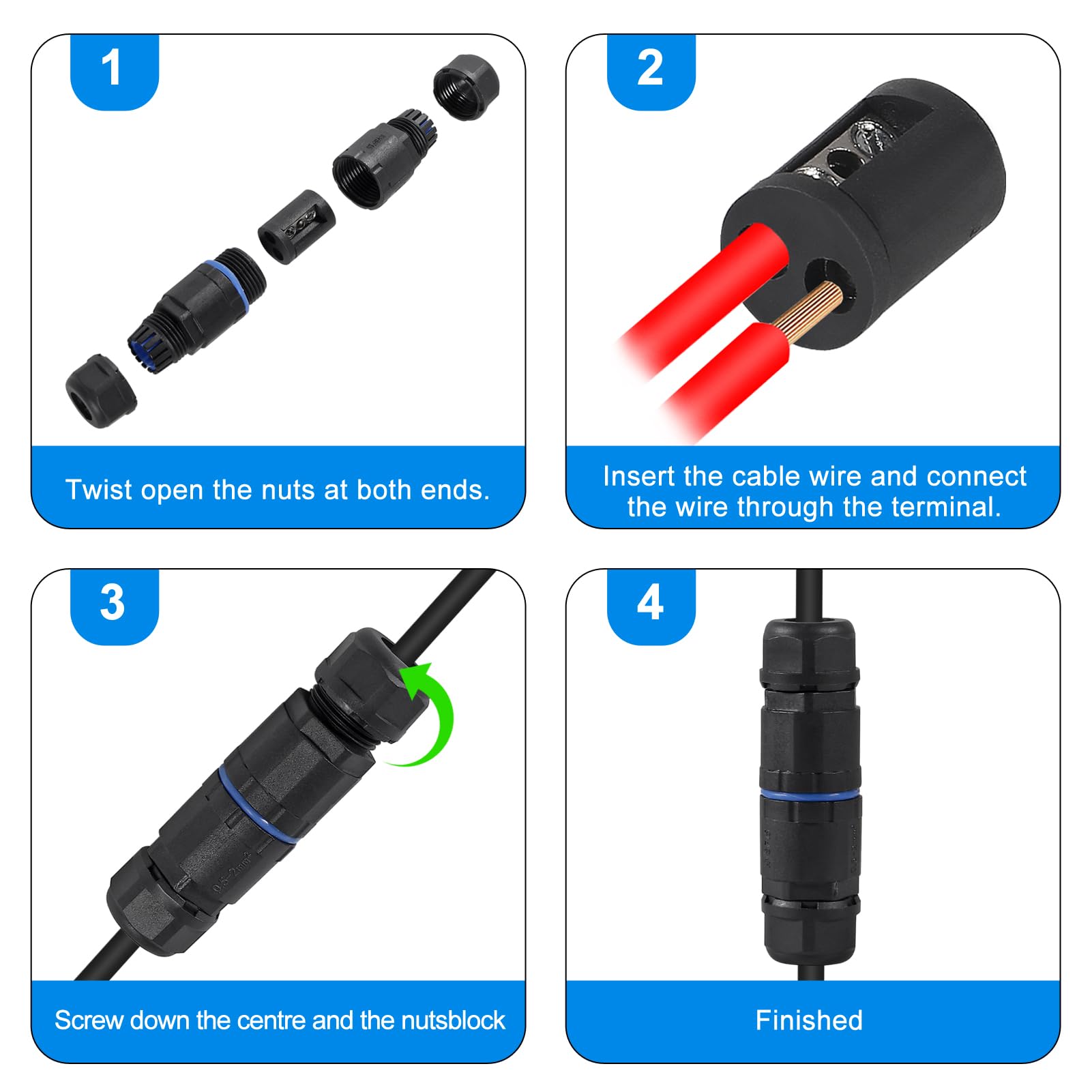 ATNSINC 10PCS 2 Pin Screw Crimping Terminal Connector Straight