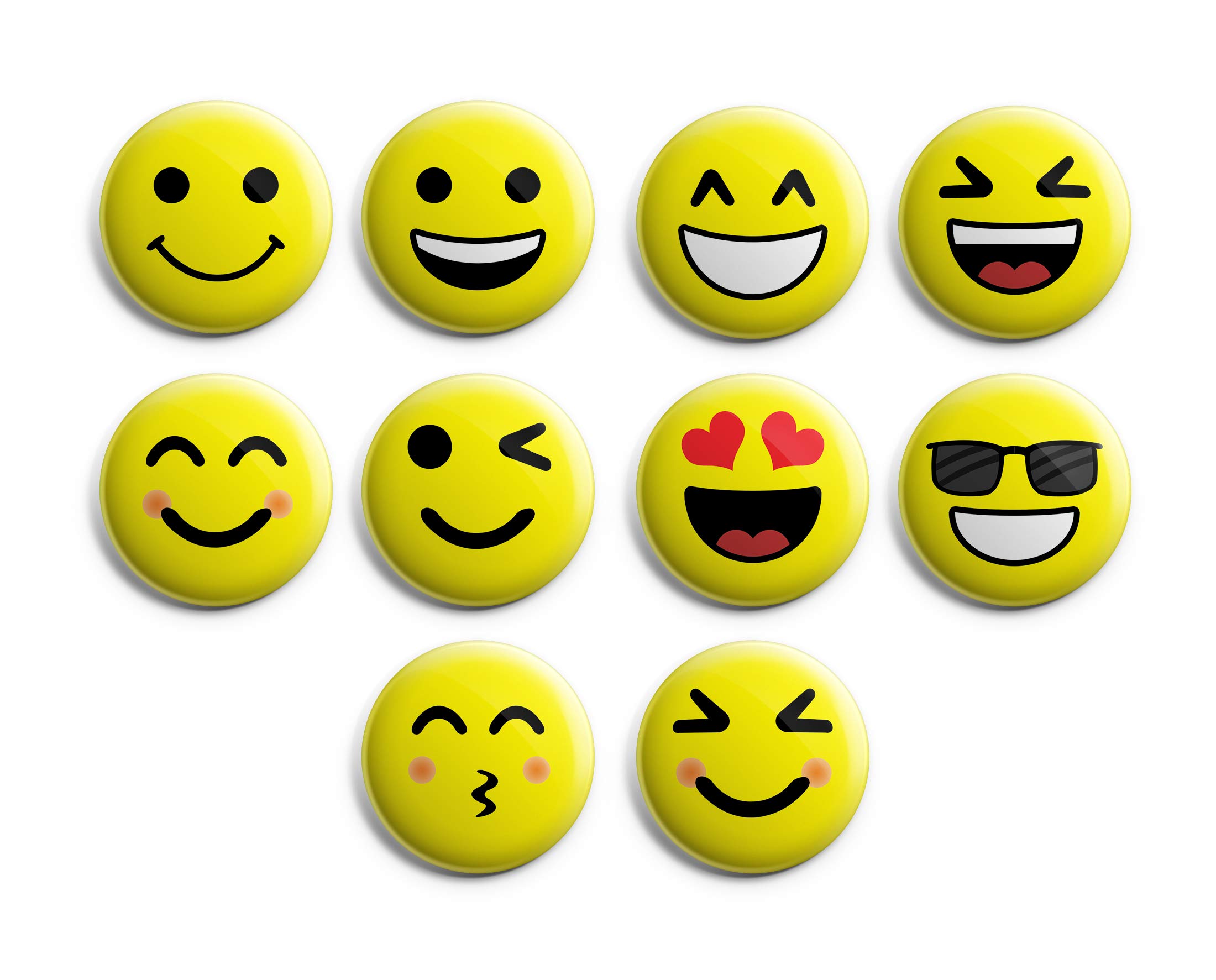 Classic Smiley Face Pinback Buttons (10-Pack) – Epic Collection Set – Great DIY Kit - Unique Button Pins for Men Women Teens Employees Professionals - Cool Fashion Stocking Stuffers Accessories Indoor