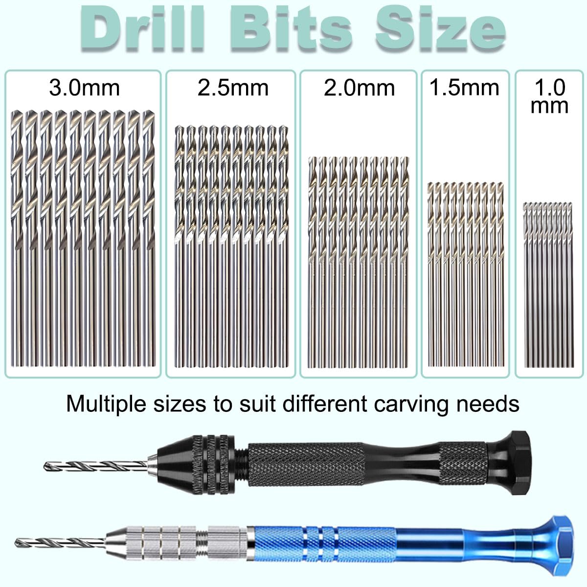 Set di mini trapano a mano da 60 pezzi micro punte a spirale PBC mini trapano morsetto di precisione strumento di rotazione a spirale semiautomatico per resina resina polimerica argilla