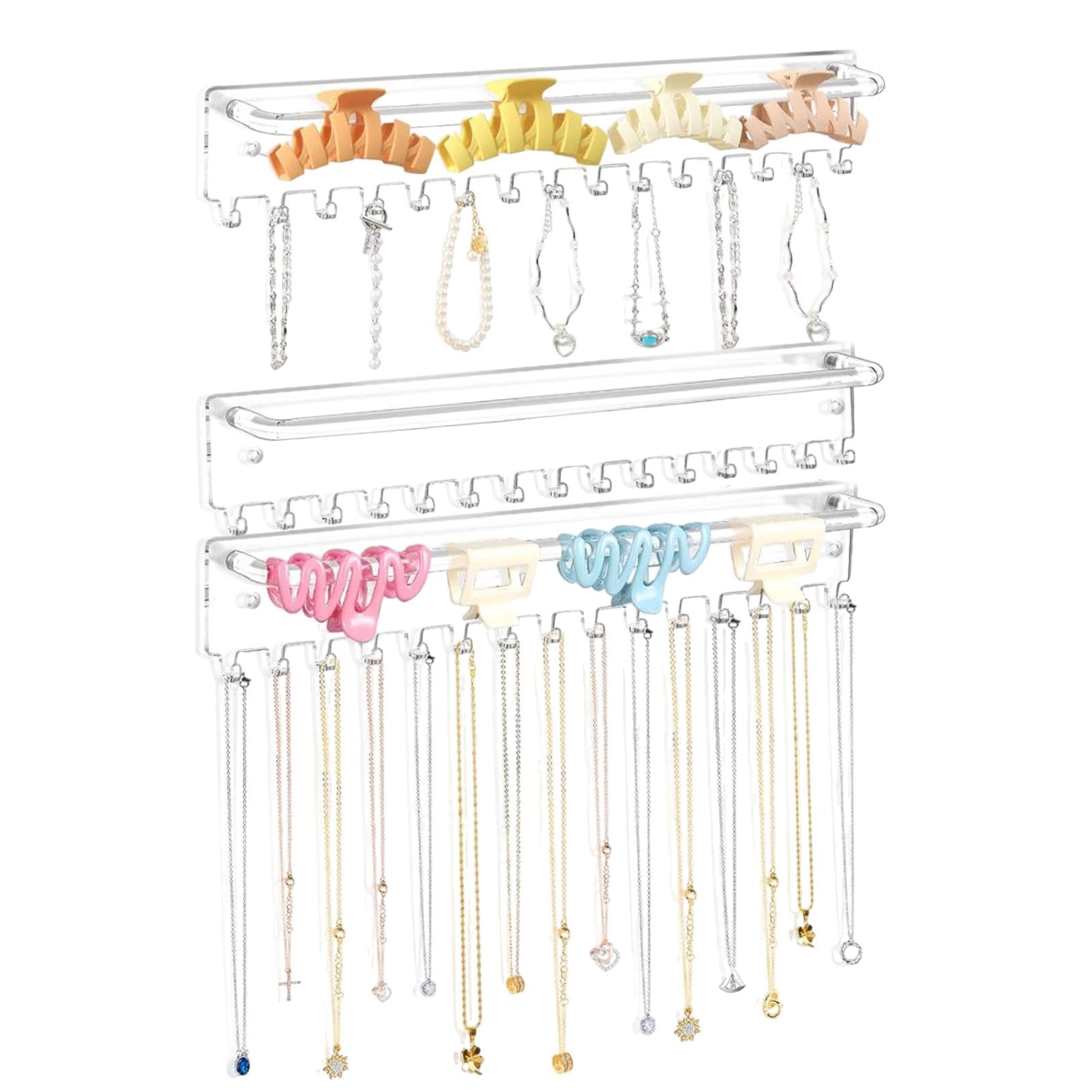 Porta collana da parete, portaoggetti per gioielli a parete - 3 supporti per gioielli a parete porta gioielli - Porta collane da parete decorativo per casa, camera da