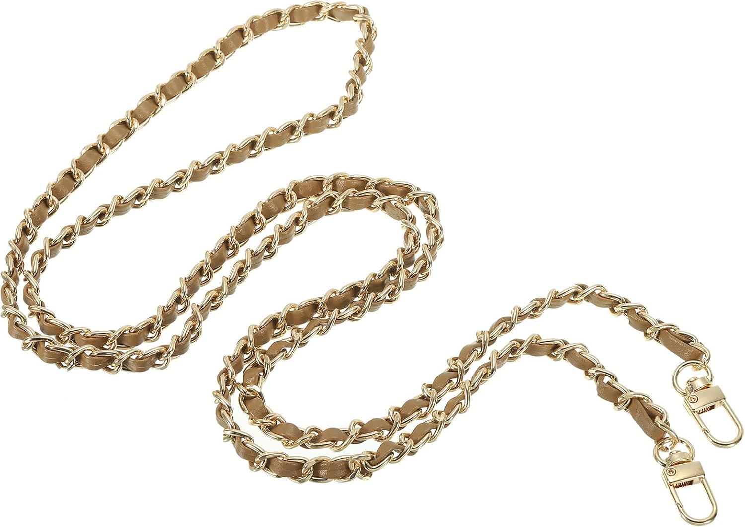 PATIKIL 55 Inch Purse Chain Strap, Leather Metal Chain Strap Replacement Chain for Bag Shoulder Crossbody Clutch Handbags, Coffee/Gold