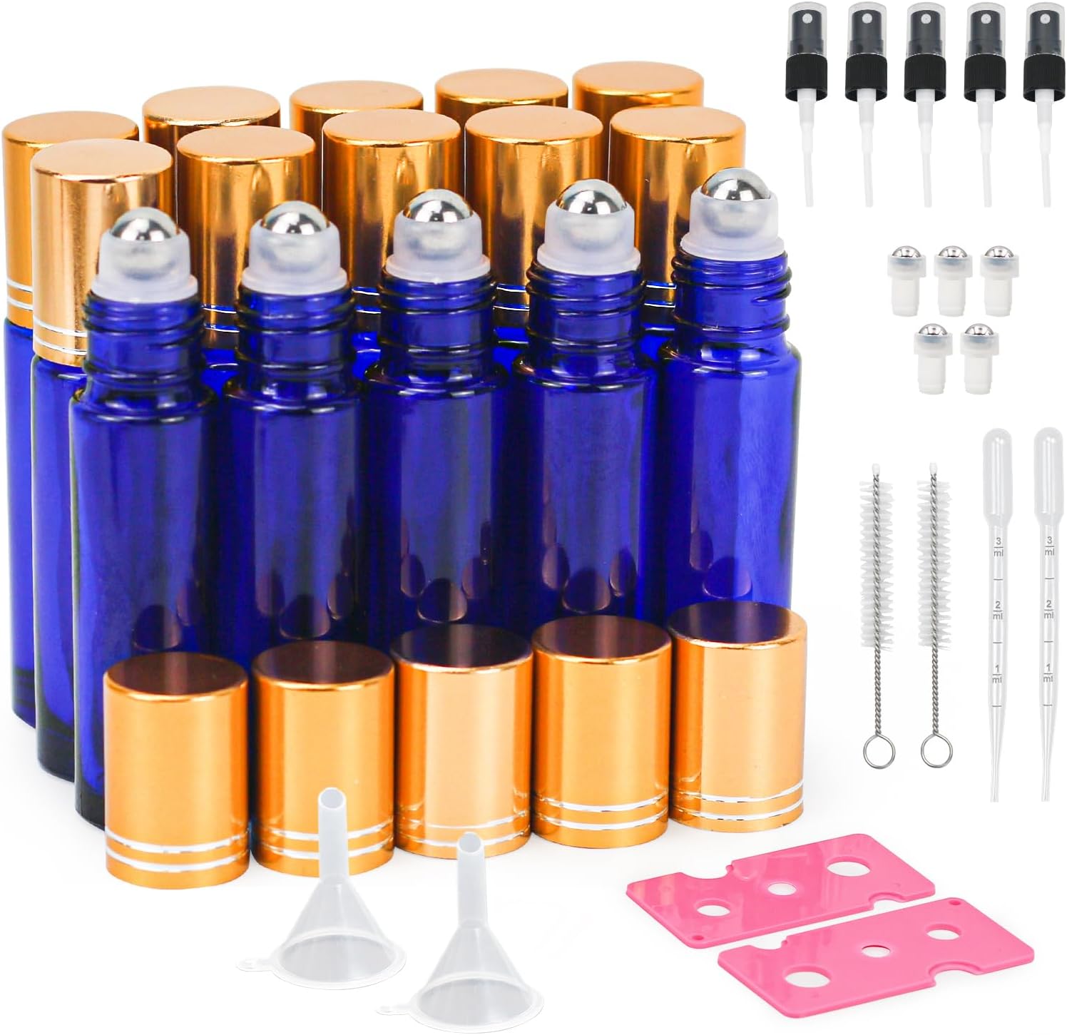 10ml Essential Oil Roller Bottles Stainless Steel, 15 Pack