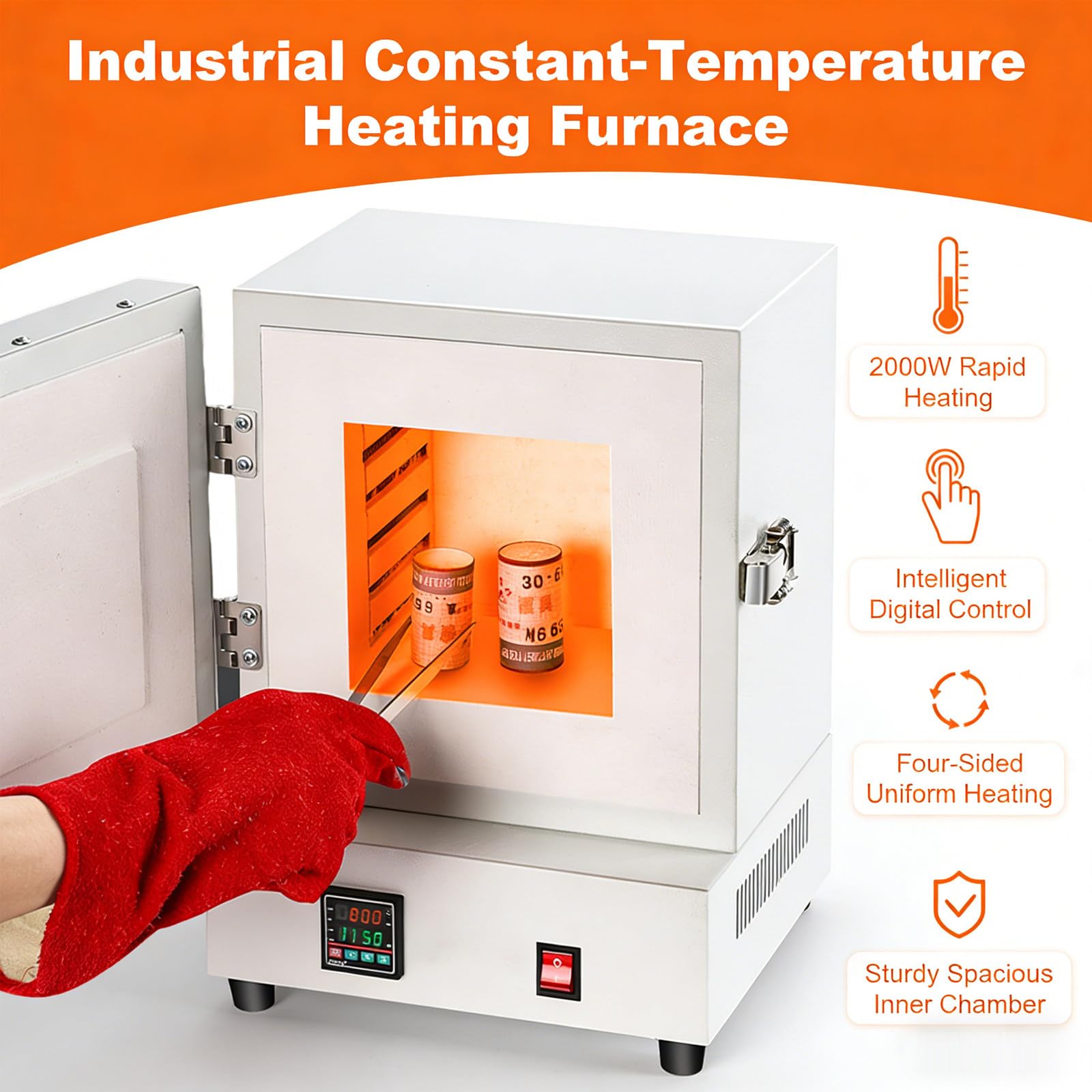 Horno de Mesa Pro para Cerámica - Horno Eléctrico para Cerámica 1150°C con Pantalla Digital y Calentamiento 4 Lados - para Estudio Hogar, Pequeñas Series, Desencerado, Recocido