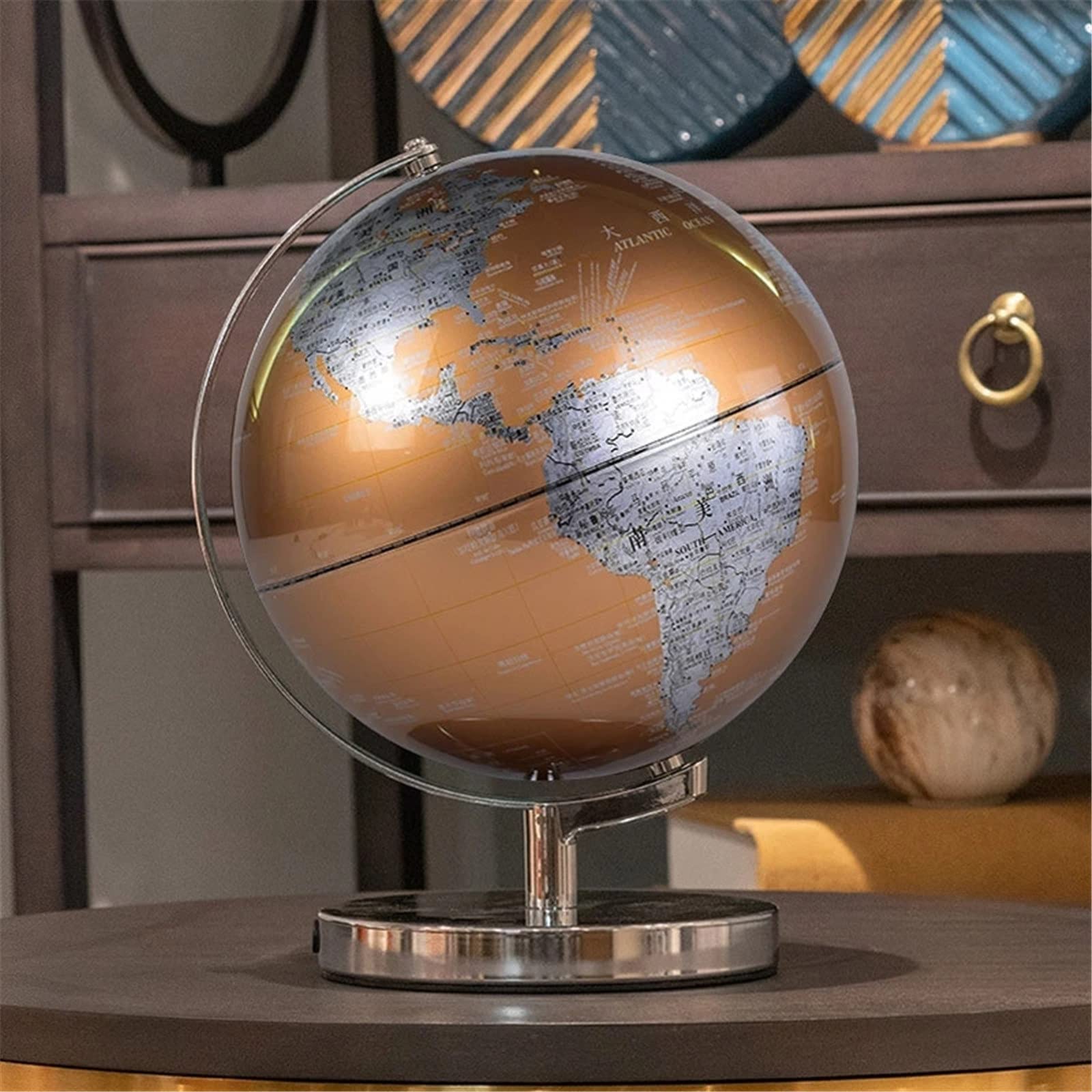 Mappamondi, Mappamondo da 25 cm, mappamondo a LED, Mappa geografica del Mondo con Rotazione a 360 Gradi, Lampada da scrivania for la Decorazione da Tavolo
