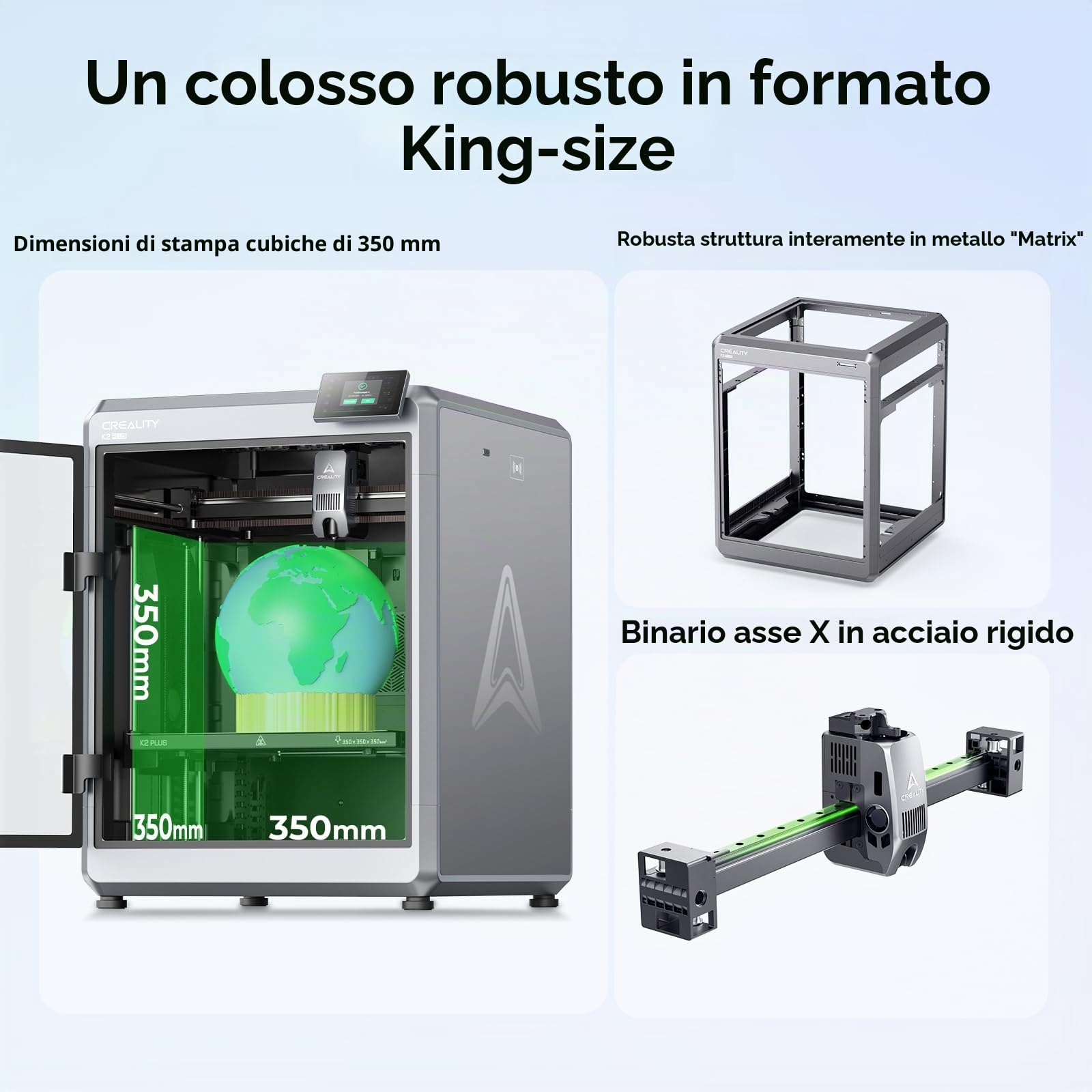 Creality K2 Plus Stampante 3D, Multicolore Stampa, Max 600 mm/s, Doppia Telecamera AI, Livellamento Automatico Completamente, Stampanti 3D Pronte all'uso (K2 PLUS)