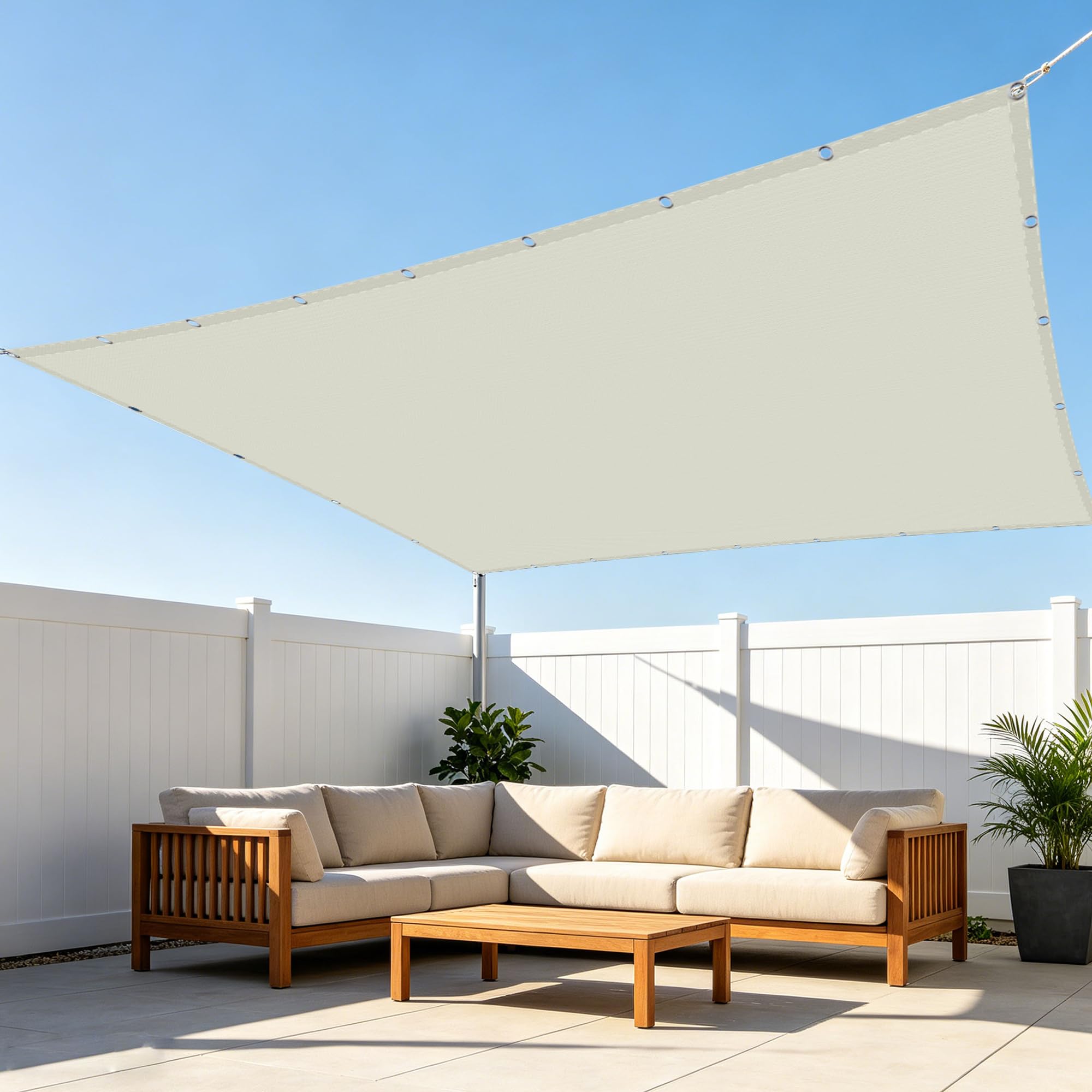 Voiles d'ombrage imperméable 5.5 x 7 m anti-UV avec œillets pour jardin