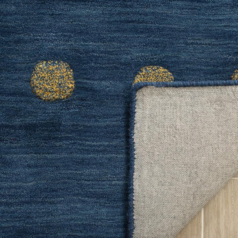 Blue Minimal Dotted Area Rug 10x14 ft, Handmade Tufted Wool Carpet, Soft Plush Modern Contemporary Living Room Bedroom Floor Rug