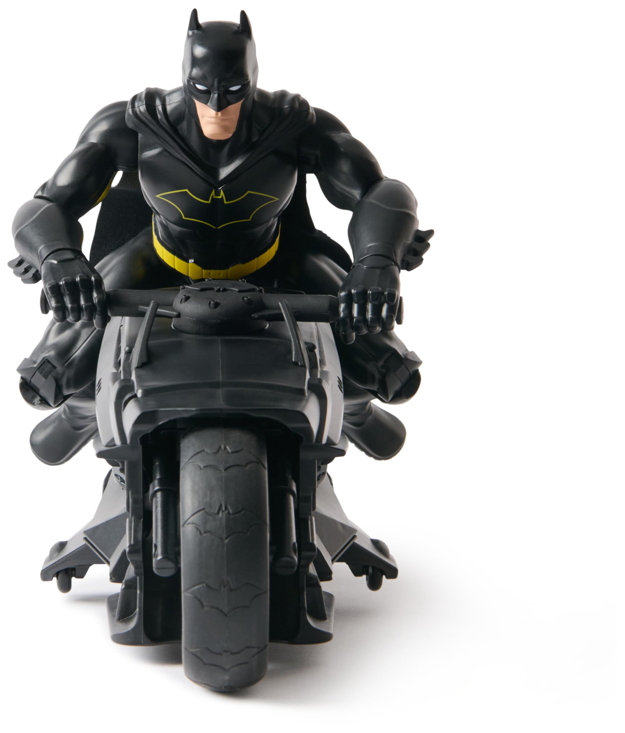 Spin Master DC Comics - Batcycle RC + Figurine Batman 30 Cm - Batman Figurine Articulée - Créez Vos Propres Combats Masqués - Super Héros - Jouet À Collectionner - Jouet Enfant 4 Ans Et +