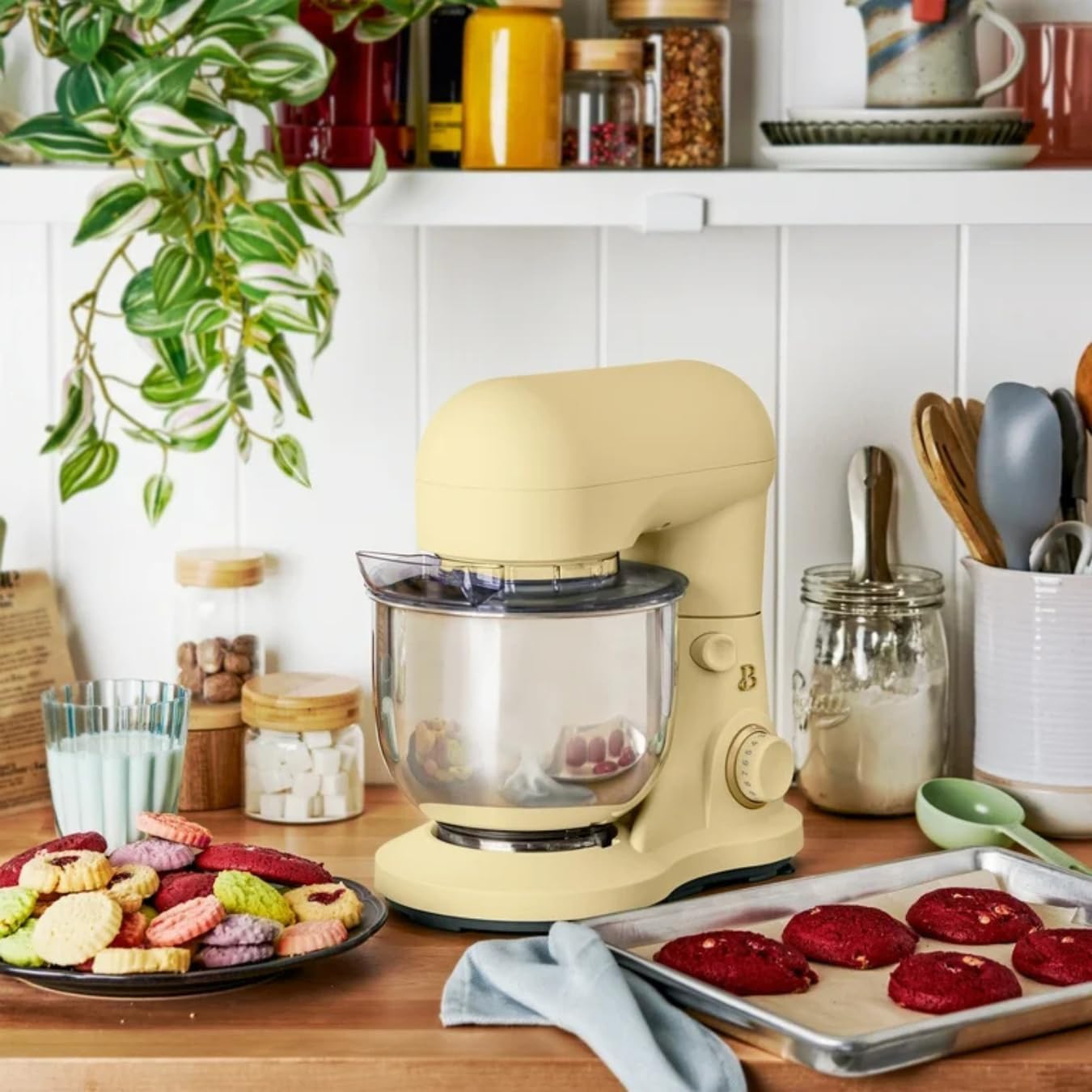 Stand Mixer 3.5-Quart Tilt-Head Electric Kitchen Mixer, 300W Motor, 12-Speed Control, Includes Dough Hook, Flat Beater, Whisk & Splash Guard, Compact Baking Mixer