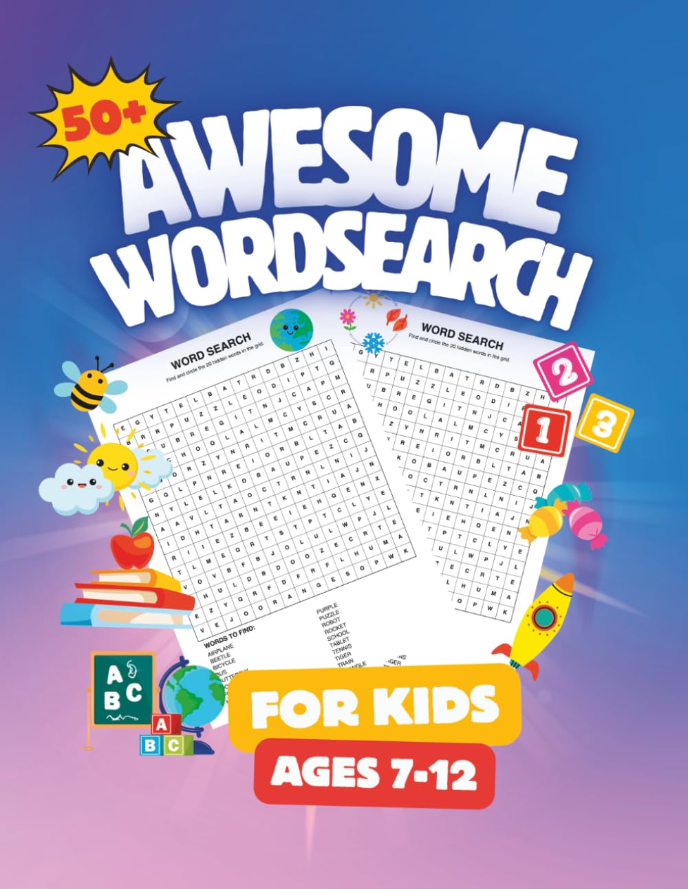 Awesome Word Search For Kids Aged 7-12: 50 Wordsearch Puzzles for Children