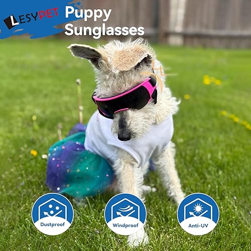 Miniatura 3 de LESYPET Gafas de sol para perros pequeños y medianos, con protección UV, con acolchado de espuma, resistentes al viento, protección ocular para