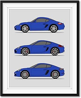 Porsche Cayman Generations Side/Profile (718/981/ 987) Inspired Poster Print Handmade Wall Art of the History and Evolution of the Cayman (Unframed)