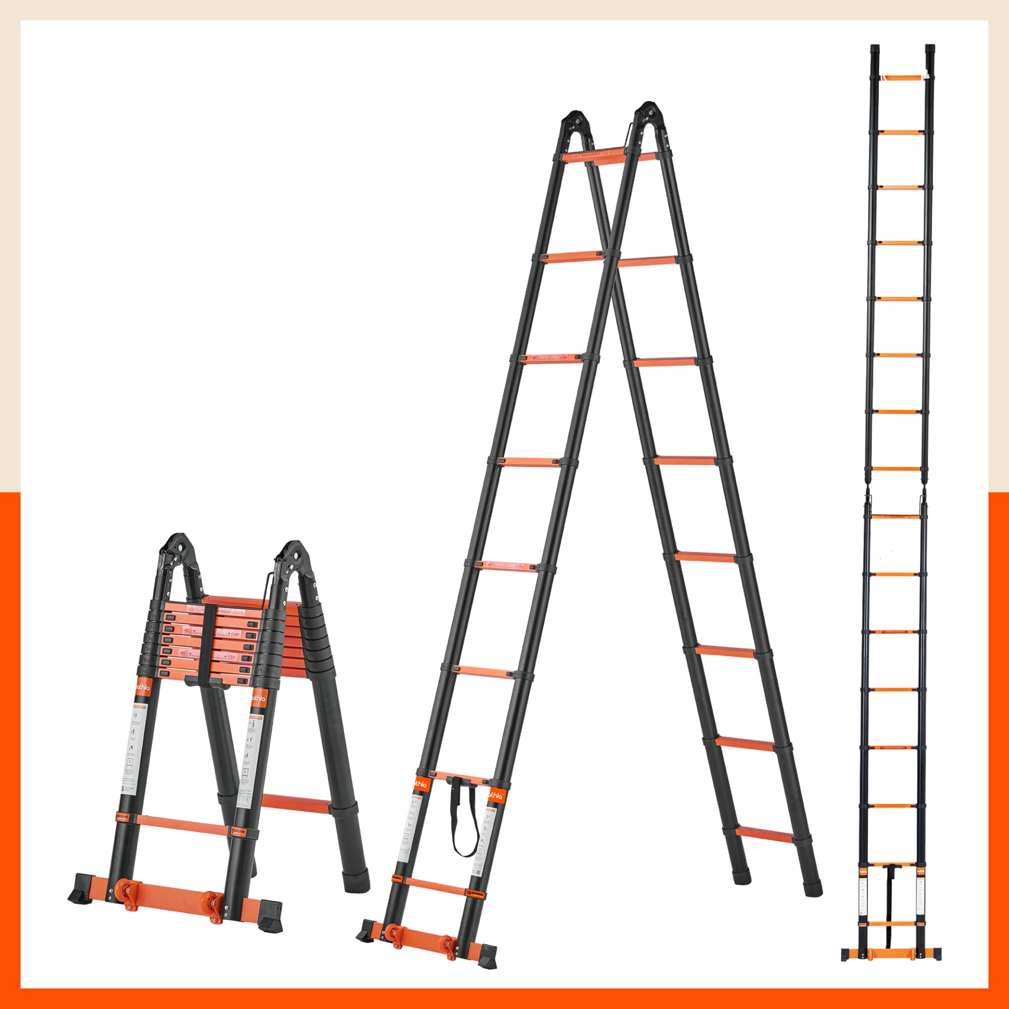 Bathla Telescopic Ladder - 20.5ft, 16 Steps -2