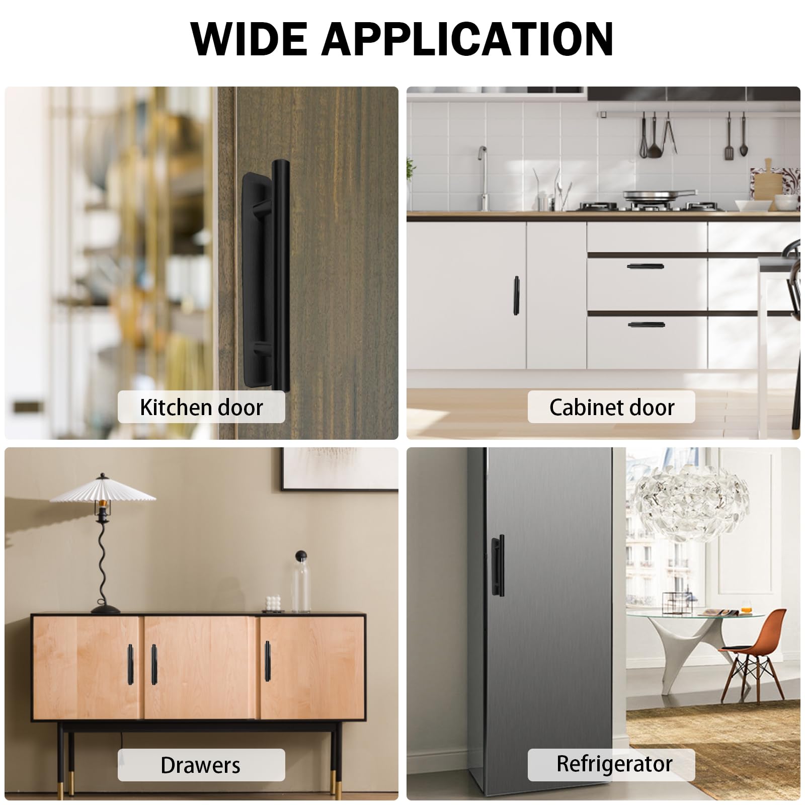 Lot De 2 Poignées De Meuble Autocollantes En Acier Inoxydable Sans Percage Pour Armoires De Cuisine Portes Coulissantes Porte De Balcon Fenetre 150 Mm Noir 90506962