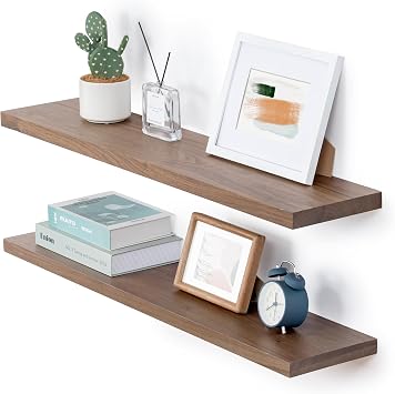 Axeman 36 Inch Solid Walnut Wood Floating Shelves, 8inch Deep Wall Shelves