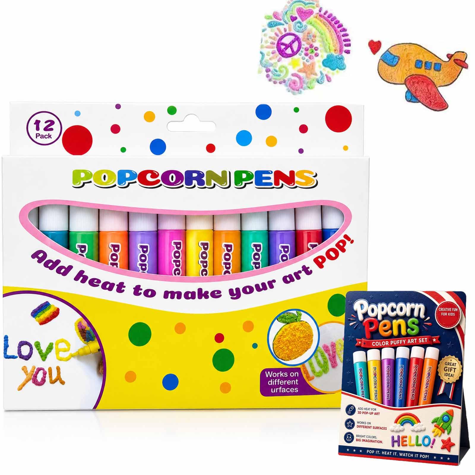 3D Bubble Puffy Paint Drawing with Heat-Activated Foam Expansion，12PCS