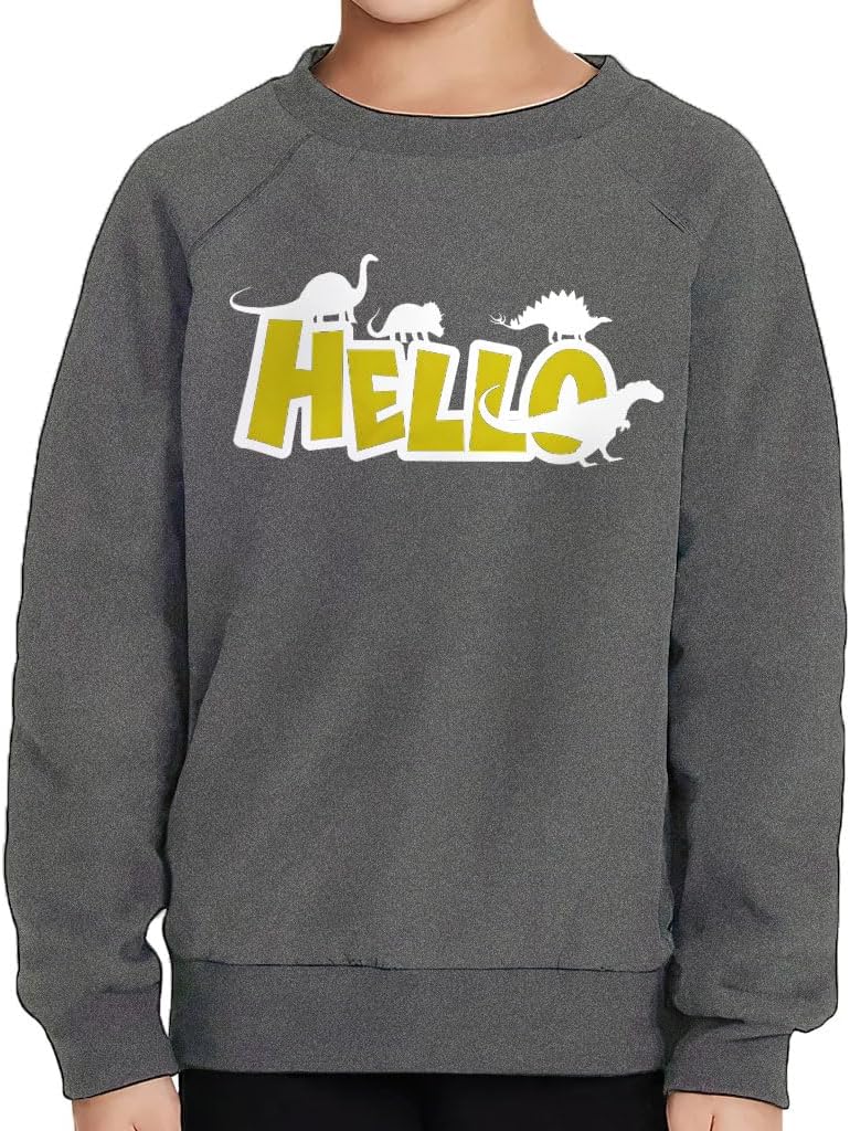 Hello Dino Toddler Raglan Sweatshirt - Gift for Boy - Dinosaur Design Stuff