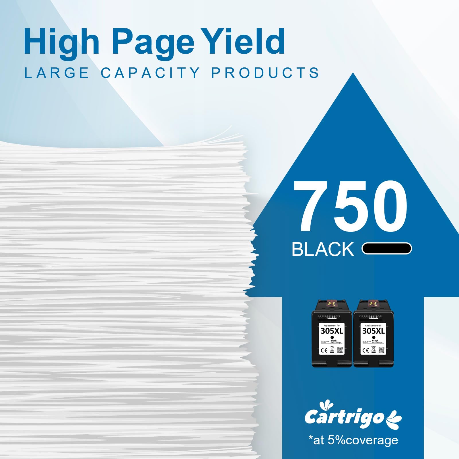 305XL cartucce d'inchiostro per HP 305 Sostituzione per HP 305 Cartucce per HP DeskJet 2700 2710 2720e 2722e 4110e Deskjet Plus 4100 4130e Envy 6000 6010e 6020e 6030e Envy Pro 6400 6420 (2 Nero)