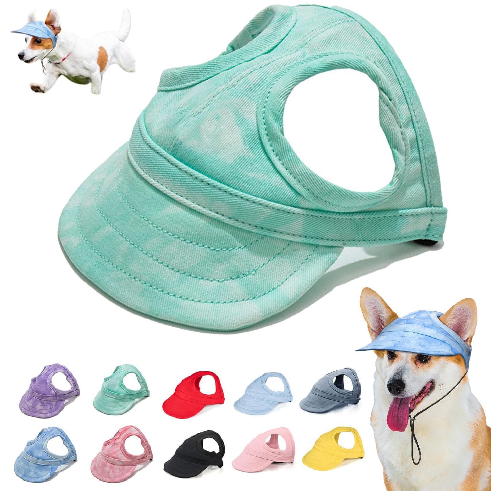 LXCJZY Outdoor Sun Protection Hood for Dogs,Adjustable Dog Sun Protection Baseball Hat Cap, Pet Baseball Cap Outdoor Sports Sun Hat with Ear Holes (G, M)