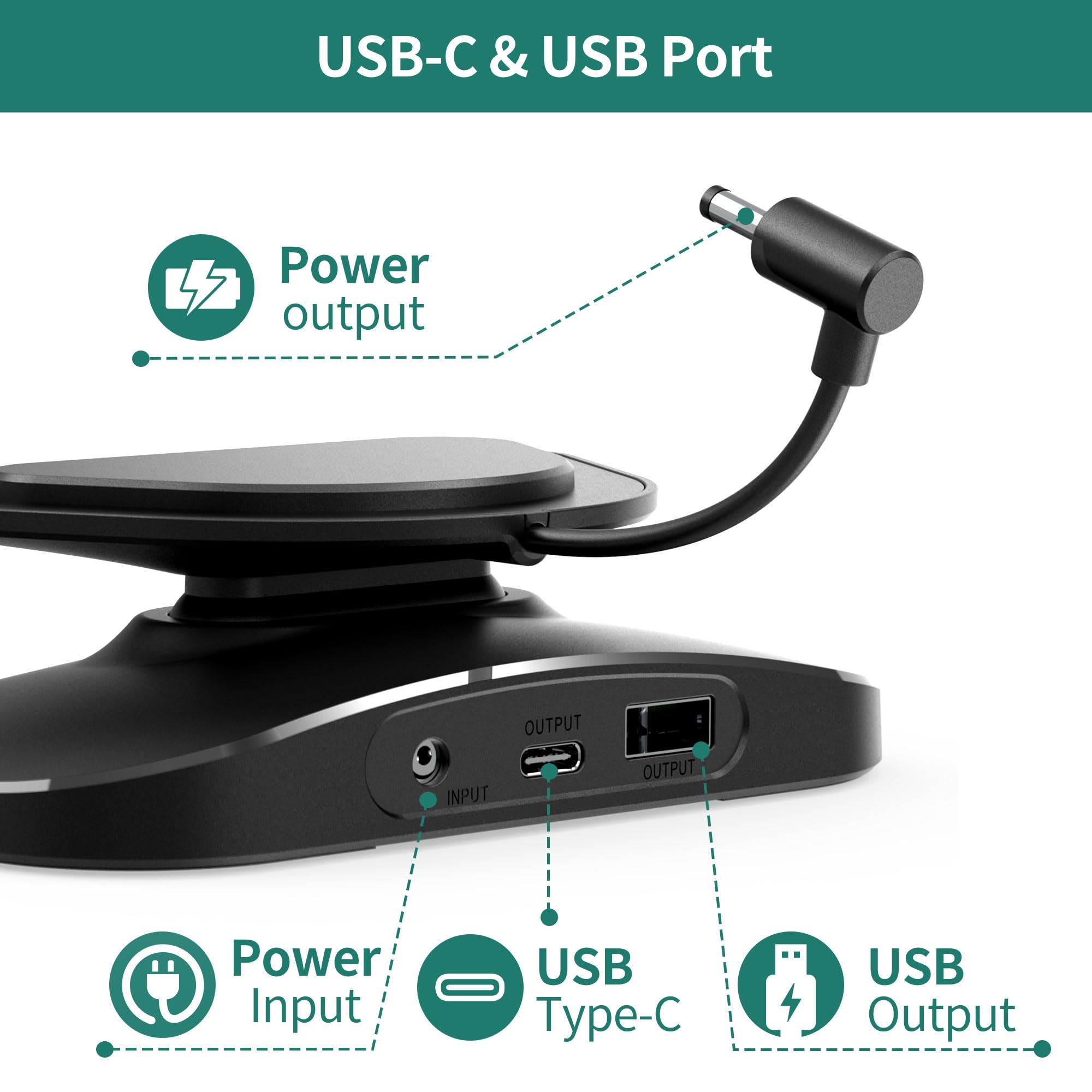 HomeMount Station de charge réglable pour Echo Show 5 (3ème) avec USB-C et port de charge USB, support de charge inclinable avec aimant puissant (pour téléphones et Echo Show 5 3ème – Noir)
