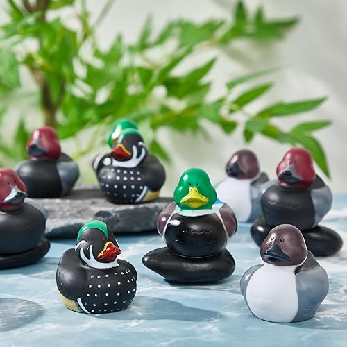 Miniatura 3 de DEEKIN 24 piezas de pato de goma de Mallard familiar de 2 pulgadas, señuelo flotante de goma, adorables juguetes de baño para regalo de cumpleaños