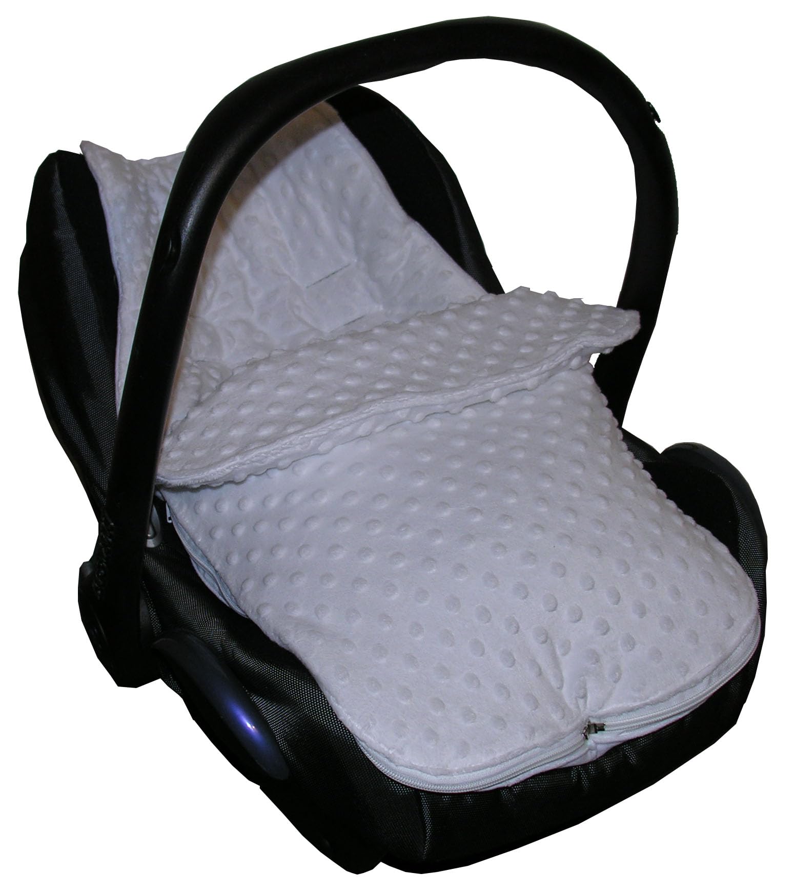 White Cuddlesoft Dimple Fleece Padded Car Seat Footmuff Designed to fit First Stage Car Seats. Lovely Warm Cosy Toes by Jillyraff