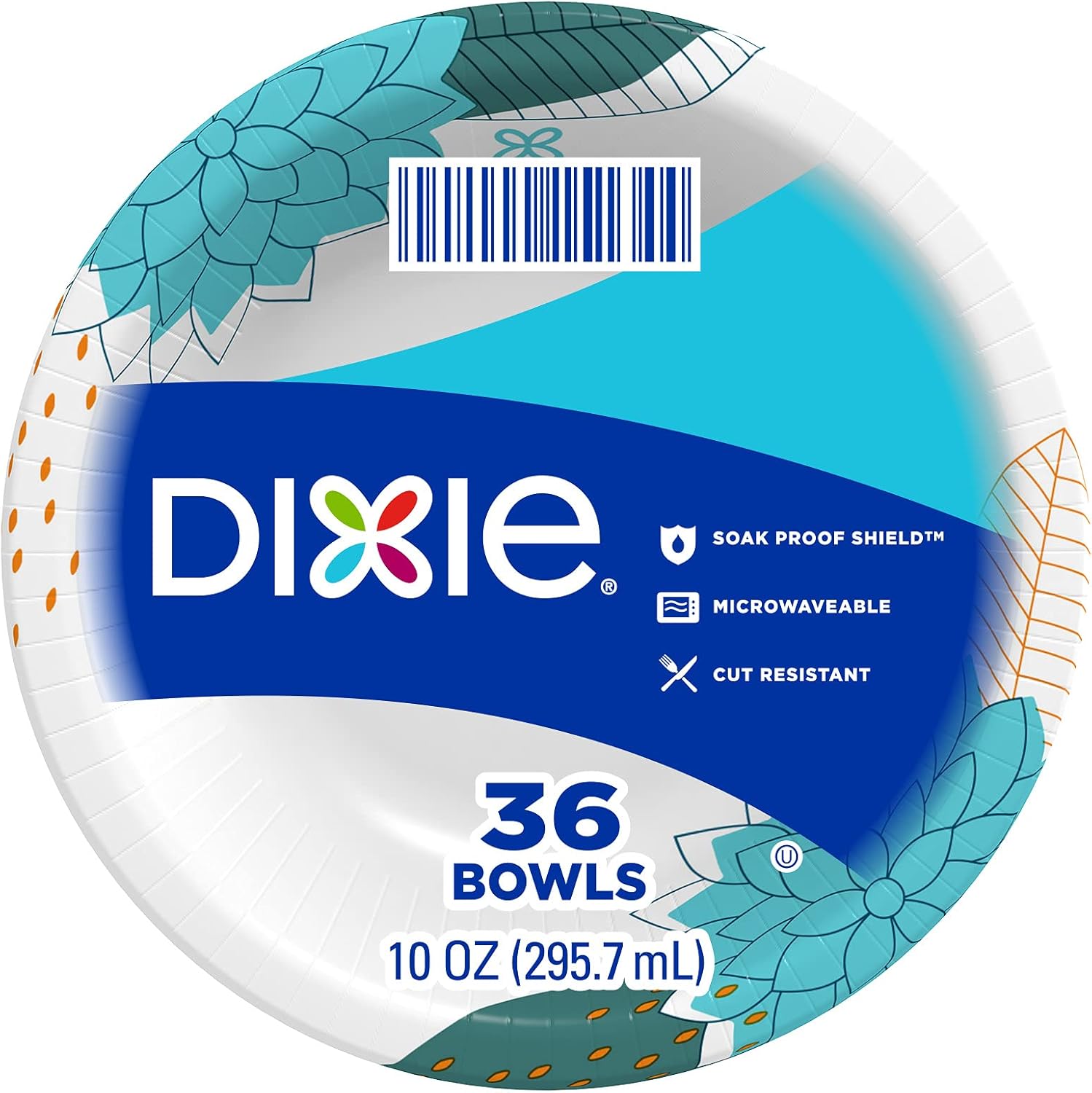Dixie Everyday Paper Bowls, 10 Oz Dessert or Light Lunch Size Printed Disposable Bowls, 36 Count (Pack of 1) : Health & Household