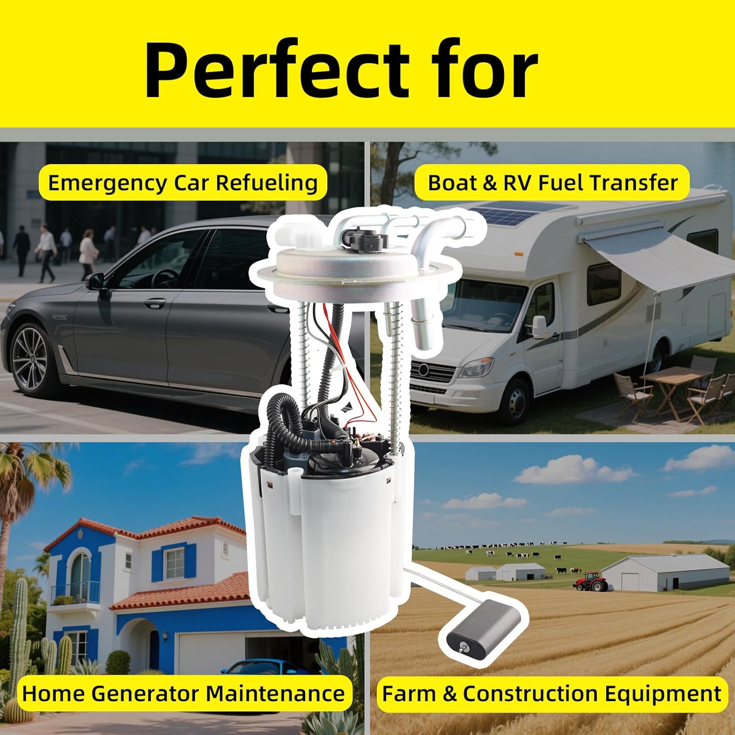 Electric Fuel Pump Module Assembly w/sending Unit Pressure Sensor Replacement E3581M 19256621 Compatible with Cadillac Escalade Chevrolet Tahoe GMC Yukon 2004-2007 4.8 5.3 6.0 6.2 V8 - Image 3