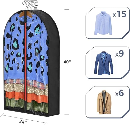 Miniatura 6 de Bolsas de ropa Gussetes de 6.5 pulgadas para colgar ropa, bolsas de 40 pulgadas para guardar trajes de 40 pulgadas para el armario de viaje (juego