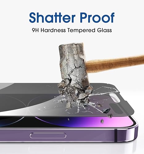 Miniatura 7 de amFilm OneTouch - Protector de pantalla de privacidad para iPhone 14 Pro de 6.1 pulgadas 2022, vidrio templado 9H, antiespía privado, cobertura