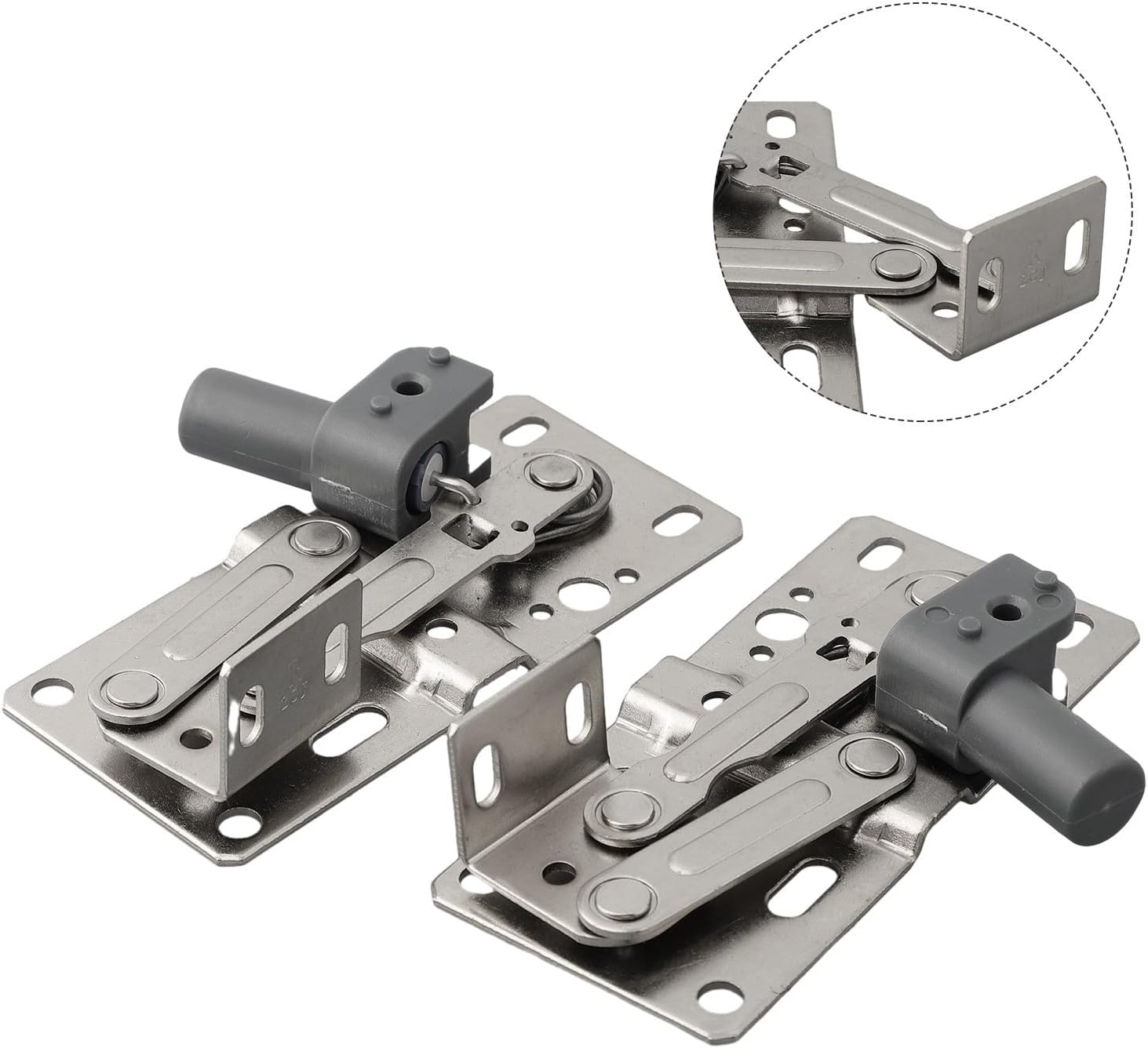 2 Pack Close Tip Out Tray Hinges 45 Degree, Nickel Plated Steel Scissor Hinge Kitchen Cabinet Sink Shoe Storage Drawer, Self-Locking Folding Hardware with Screws