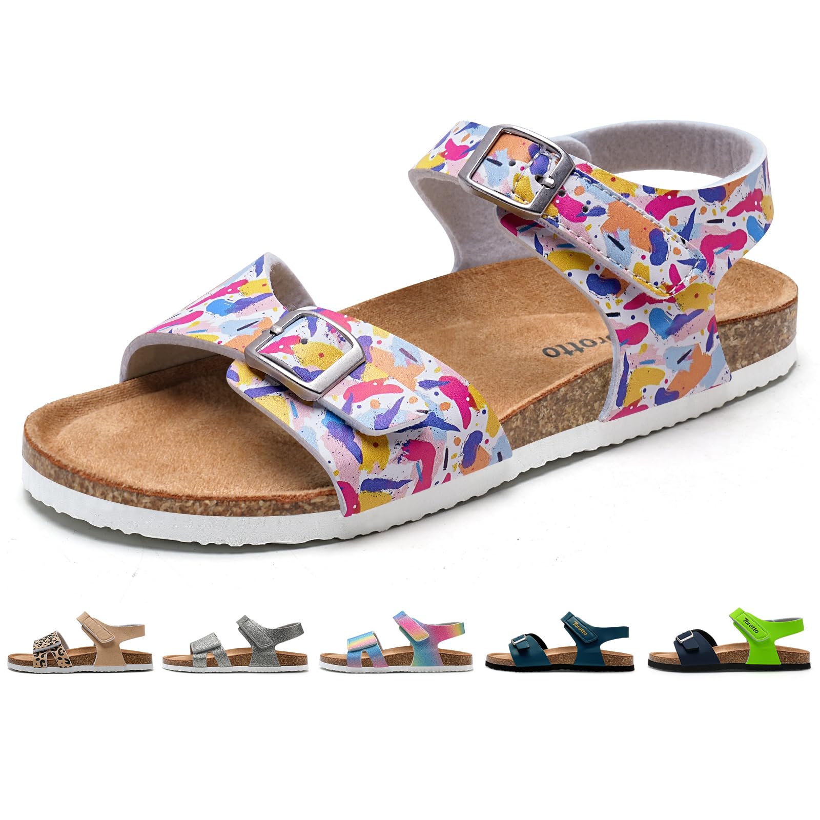 Torotto Sandalen Mädchen Jungen Mit Kork Sandals Kinder Pantoffeln Riemen Verstellbare Schnalle Rutschfeste Mit Klettverschluss Sandaletten für Drinnen und Draußen