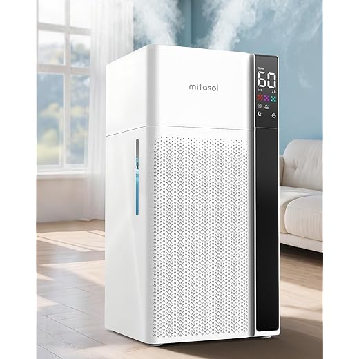mifasol Humidifier Large Room, 5.3Gal/20L Whloe House Humidifiers for Home, Quickly & Evenly Humidify Larger Areas,Dual Mist Nozzles and Atomizers, Plant/Commercial/Greenhouse/Office, White
